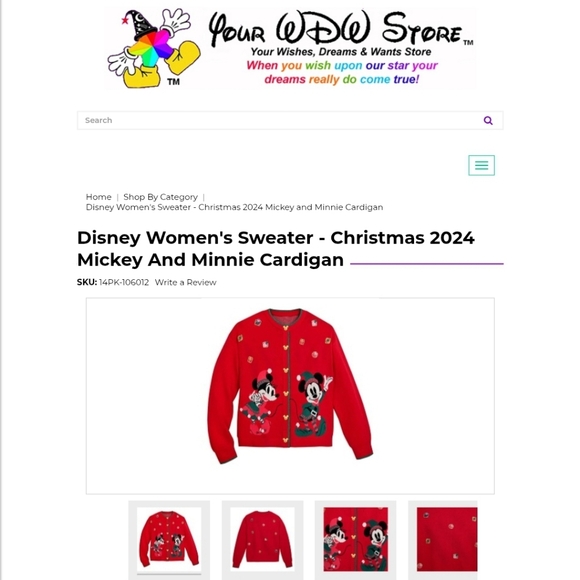 Disney Christmas 2024 Mickey and Minnie Cardigan - Womans - Picture 6 of 9